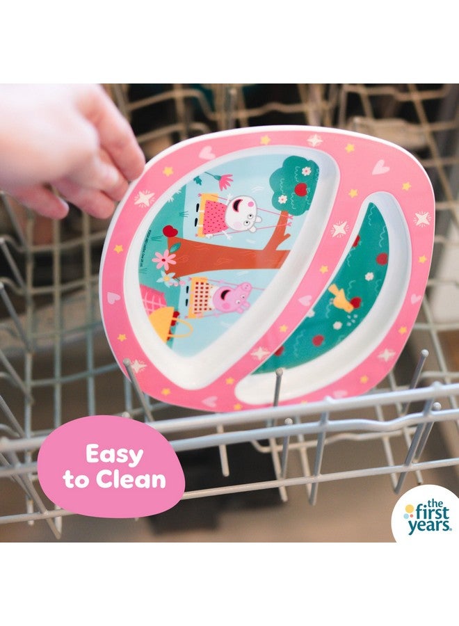the FIRST years مجموعة أدوات تناول الطعام للأطفال من بيبا بيغ - تشمل طبق للأطفال، وعاء مقسم، وأدوات تناول الطعام للأطفال - آمنة للغسل في غسالة الصحون - مصنوعة بدون BPA - 4 قطع - Image 4