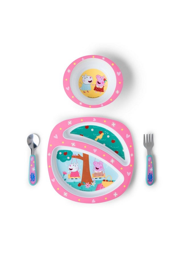 the FIRST years مجموعة أدوات تناول الطعام للأطفال من بيبا بيغ - تشمل طبق للأطفال، وعاء مقسم، وأدوات تناول الطعام للأطفال - آمنة للغسل في غسالة الصحون - مصنوعة بدون BPA - 4 قطع - Image 1