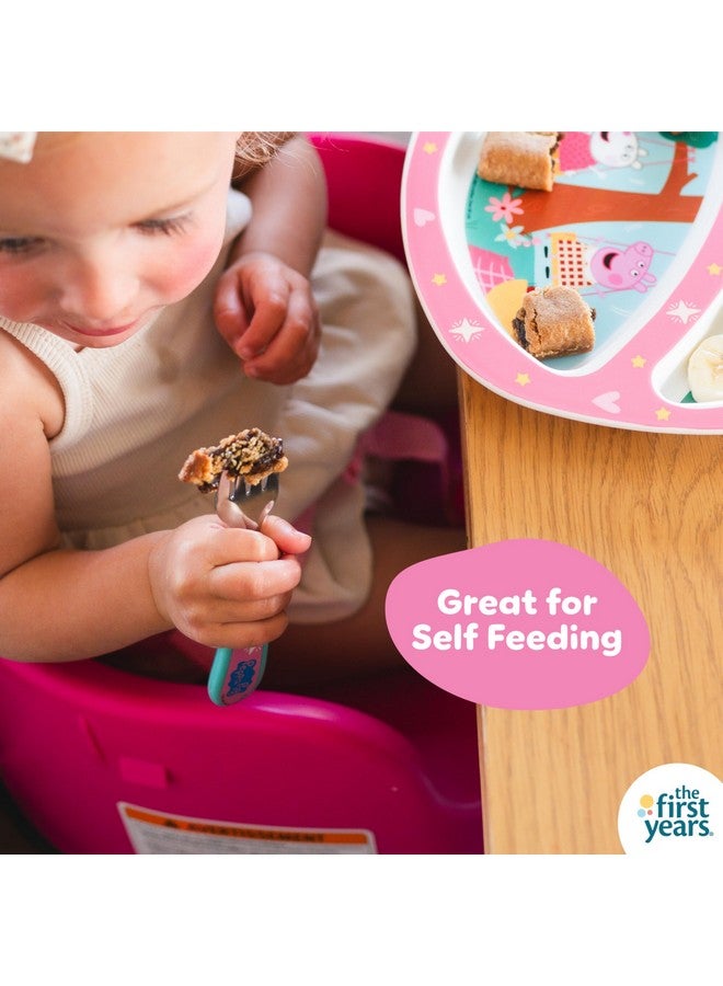 the FIRST years مجموعة أدوات تناول الطعام للأطفال من بيبا بيغ - تشمل طبق للأطفال، وعاء مقسم، وأدوات تناول الطعام للأطفال - آمنة للغسل في غسالة الصحون - مصنوعة بدون BPA - 4 قطع - Image 3