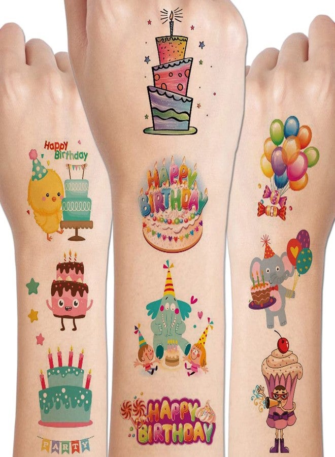 CHARLENT Happy Birthday Tattoos - 14 Sheets Temporary Tattoos for Kids, Boys, Girls Party Favors and Goodie Bag Fillers - Image 1