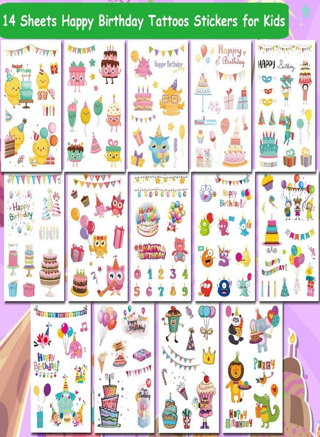 CHARLENT Happy Birthday Tattoos - 14 Sheets Temporary Tattoos for Kids, Boys, Girls Party Favors and Goodie Bag Fillers - Image 2