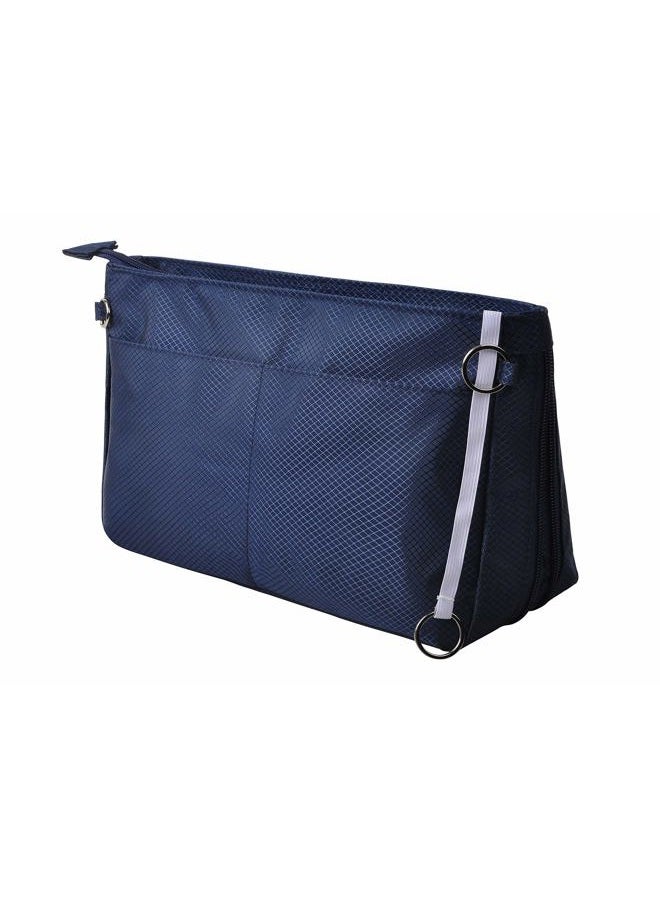 Vercord Expandable Nylon Handbag Purse Organizer Insert Liner Shaper Bag in Bag Navy Medium - Image 1