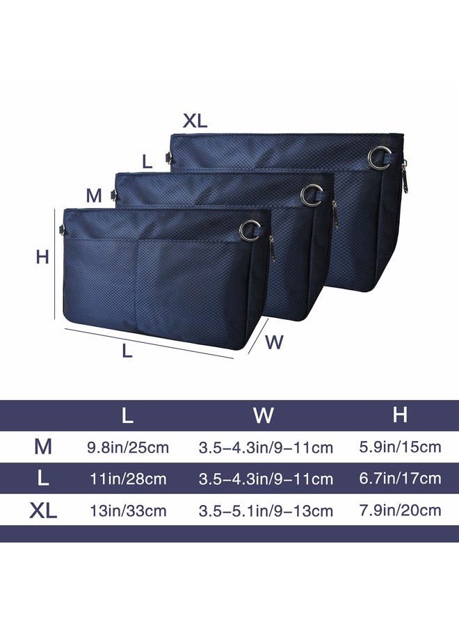 Vercord Expandable Nylon Handbag Purse Organizer Insert Liner Shaper Bag in Bag Navy Medium - Image 2