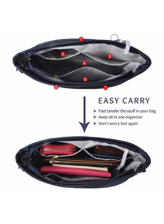 Vercord Expandable Nylon Handbag Purse Organizer Insert Liner Shaper Bag in Bag Navy Medium - Image 3