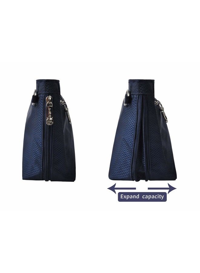 Vercord Expandable Nylon Handbag Purse Organizer Insert Liner Shaper Bag in Bag Navy Medium - Image 4