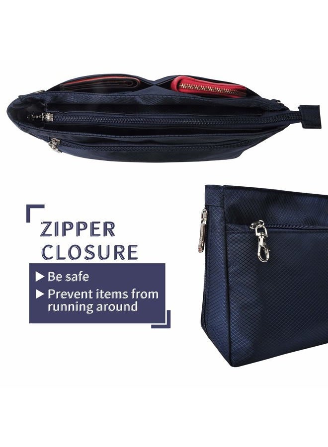 Vercord Expandable Nylon Handbag Purse Organizer Insert Liner Shaper Bag in Bag Navy Medium - Image 5