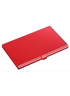 T NEWFUN Slim Business Card Case for Men & Women, Pocket Metal Case, Professional Stainless Steel Card Case for Business Cards, Slim Purse Name Card Holders  Buckle Style Shut, Red  - Image 1
