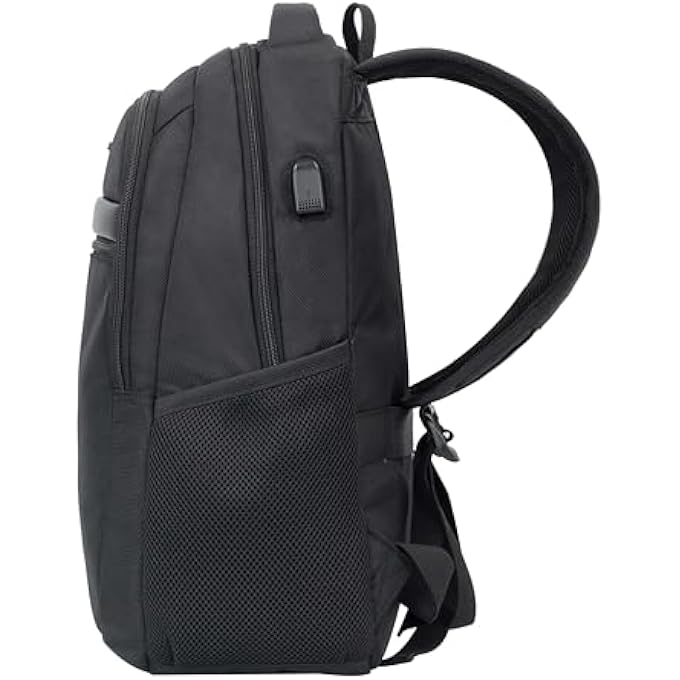 Cabinpro Premium Backpack Water Resistant Daypack with Builtin USB port for Men and Women on Casual Business School College Travel CP014 Black - Image 3