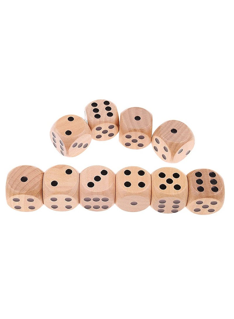 Wooden Dice Set, 16mm, 6-Sided, Rounded Corners, Black Pips, Pack of 6 with Cloth Bag - Image 4