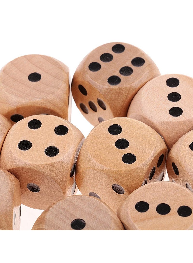 Wooden Dice Set, 16mm, 6-Sided, Rounded Corners, Black Pips, Pack of 6 with Cloth Bag - Image 5