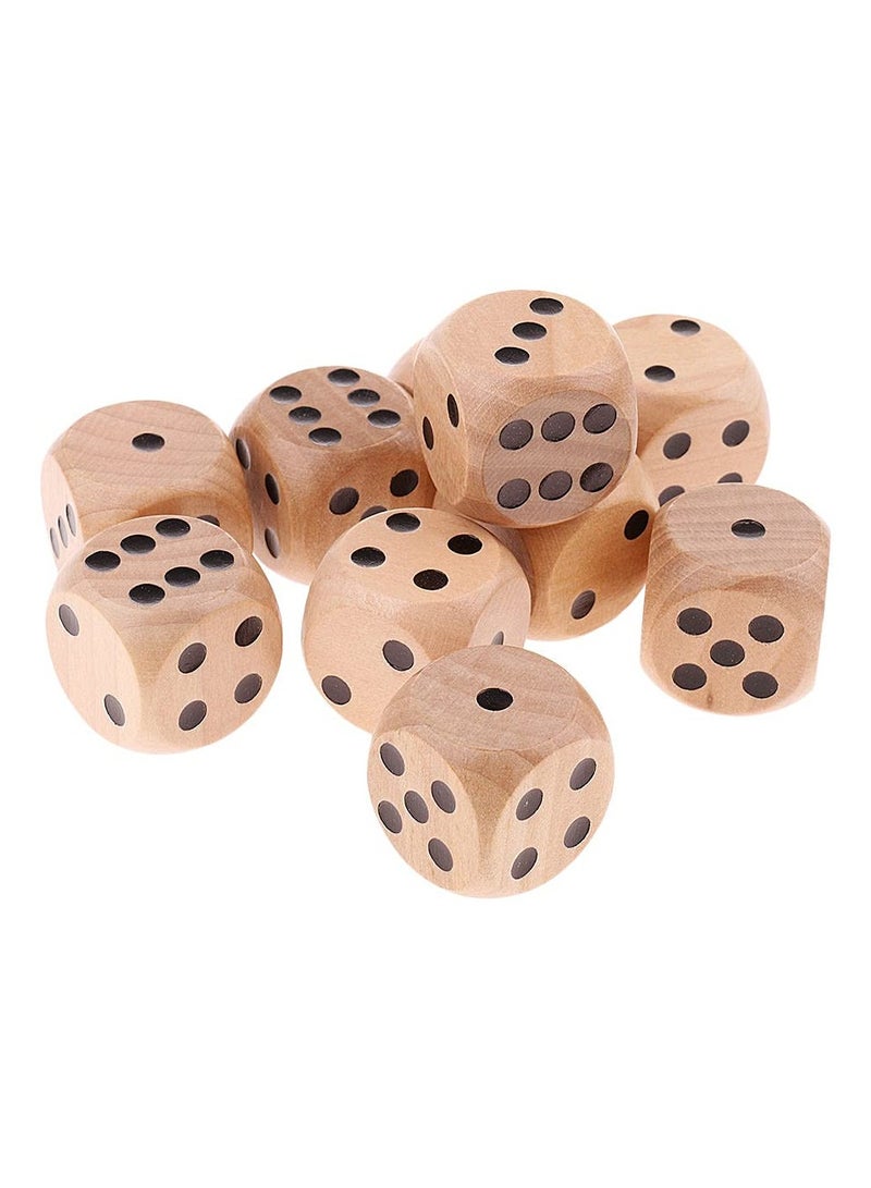 Wooden Dice Set, 16mm, 6-Sided, Rounded Corners, Black Pips, Pack of 6 with Cloth Bag - Image 3