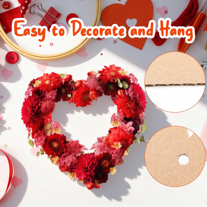 Solsew 40 Pcs Valentine's Heart Cardboard Wreaths Frame 11.8'' Unfinished Valentine's Day Hanging DIY Craft Wreath Form Bulk Heart Shaped Wreath Ring Floral Hoop Ring for DIY Craft Wedding Decor - Image 3