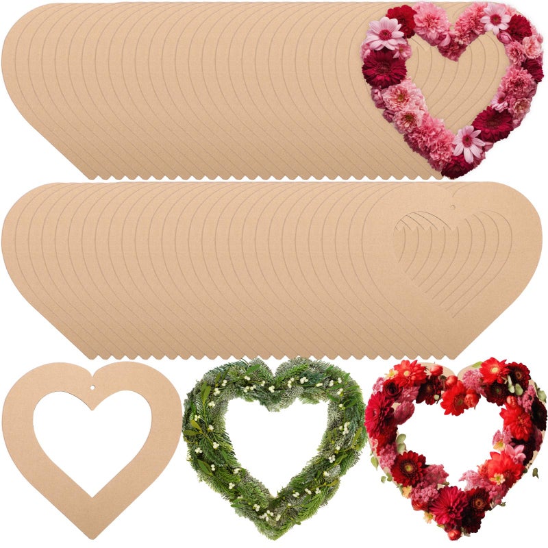Solsew 40 Pcs Valentine's Heart Cardboard Wreaths Frame 11.8'' Unfinished Valentine's Day Hanging DIY Craft Wreath Form Bulk Heart Shaped Wreath Ring Floral Hoop Ring for DIY Craft Wedding Decor - Image 1