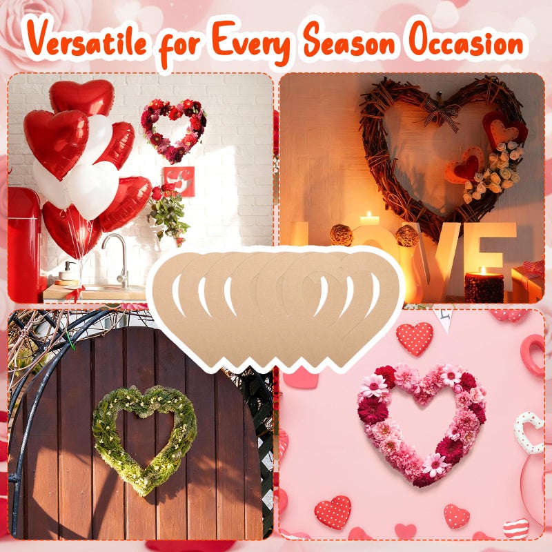 Solsew 40 Pcs Valentine's Heart Cardboard Wreaths Frame 11.8'' Unfinished Valentine's Day Hanging DIY Craft Wreath Form Bulk Heart Shaped Wreath Ring Floral Hoop Ring for DIY Craft Wedding Decor - Image 4