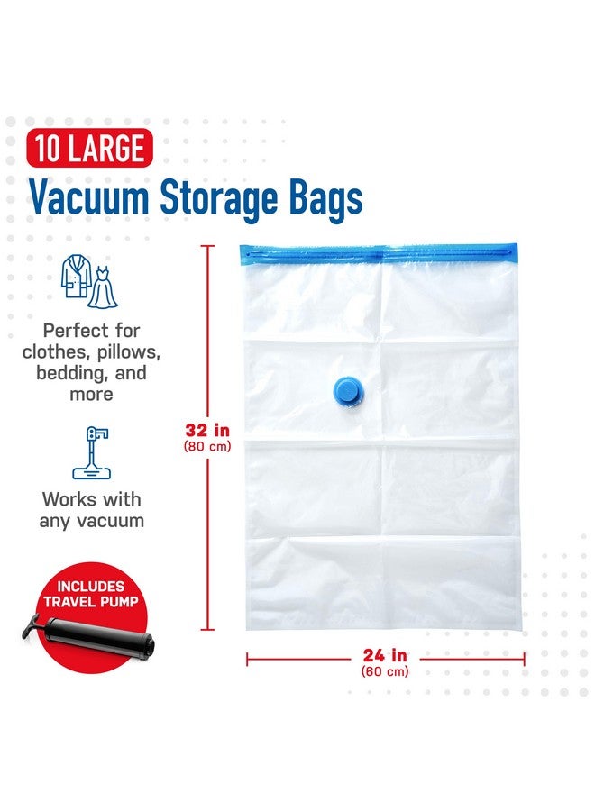 Spacesaver Spacesaver Vacuum Storage Bags Large 10-Pack - Vacuum Seal Bags for Clothing, Comforters, Blankets, and Bedding - 32 x 24 Inch Space Saver Bag for Travel and Home Organization with Hand Pump Included  - Image 3