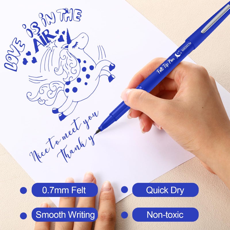 Fuyoooo 20 Pcs Felt Tip Pens 0.7mm Colored Felt Pens Marker Medium Point Journal Planner for Journaling Writing Note Taking Art Office Supplies - Image 4