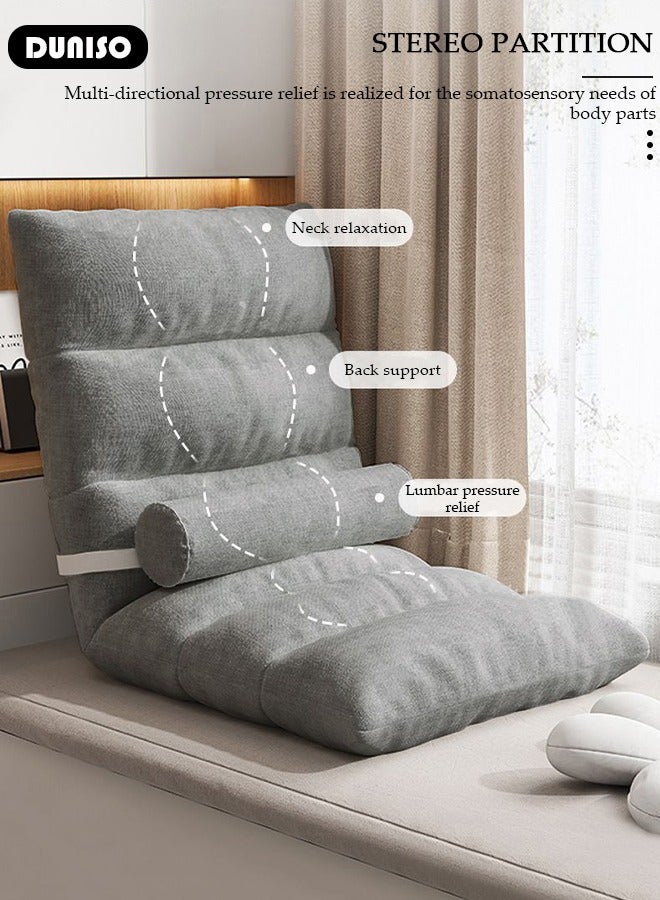 DUNISO Floor Chair, Folding Lazy Sofa with Adjustable Backrest, Padded Floor Gaming Chair with Removable Back Pillow, Back Support Floor Seat, Lightweight Lounger Chair for Meditation, Reading, Watching, Video-Gaming, Adult & Kid  - Image 5