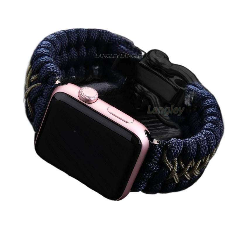 Adjustable Loop Strap Smartwatch Band Compatible with Apple Watch 38 40 41 42 44 45 49mm with Fit Replacement Strap in Black Nylon - Image 2