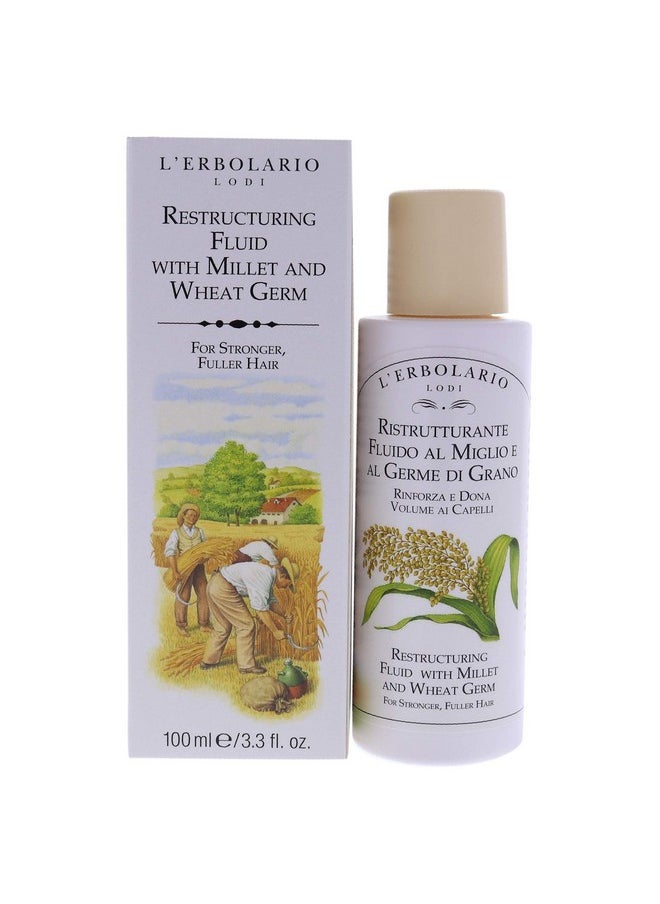 L'Erbolario Millet And Wheat Restructuring Fluid - Re-Compacting And Protective Treatment - Hair Serum To Repair The External Surface - For Stronger, Fuller Hair - Prevents Split Ends - 3.3 Oz 