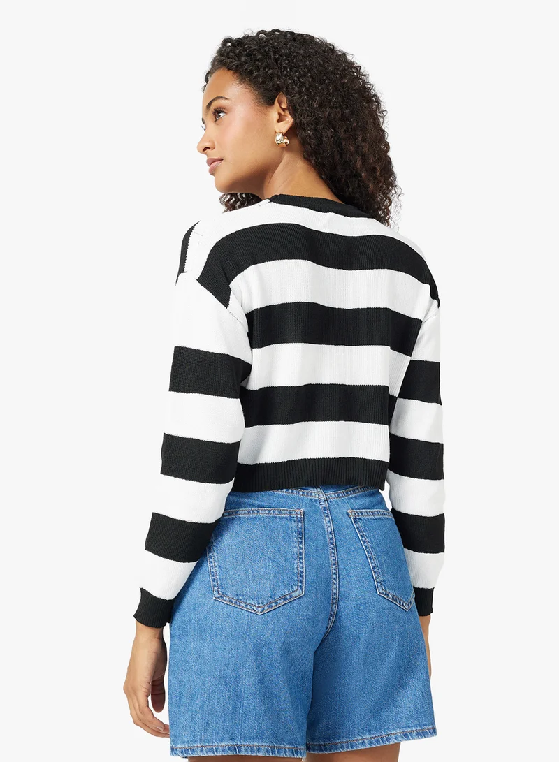 جينجر Crew Neck Stripe Sweater