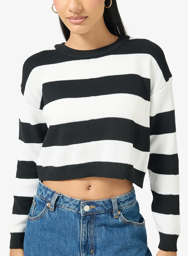 Ginger  Crew Neck Stripe Sweater for Women | Best Price UAE