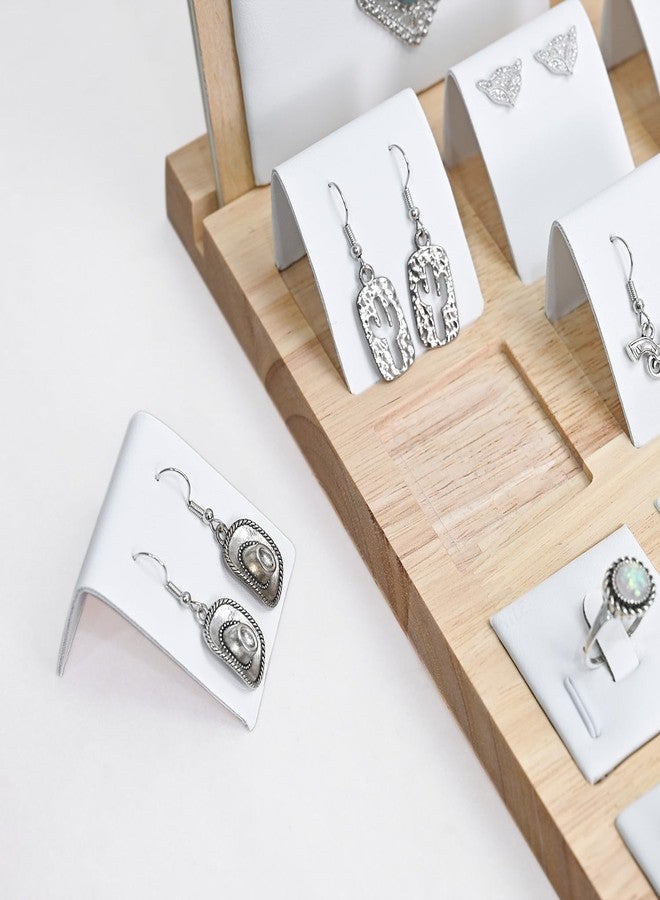 MOOCA Wooden Jewelry Display Stand Set - Versatile, Removable Organizer for Rings, Earrings, Necklaces & Pendants | Natural Wood Design with Faux Leather Trim, White Color - Image 5