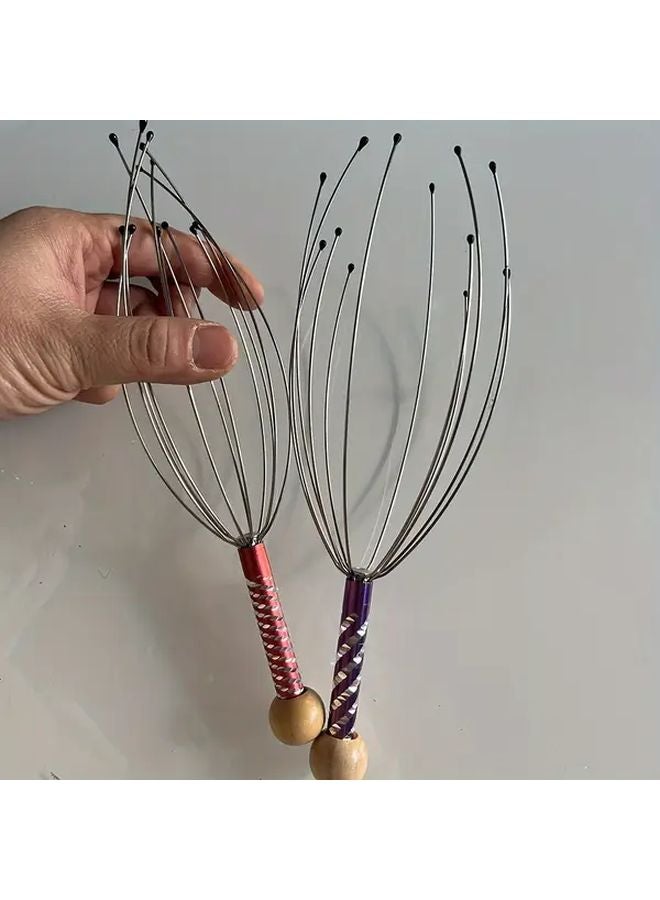 12 مساج رأس الأخطبوط بمخالب من الفولاذ المقاوم للصدأ، لون المقبض عشوائي، لا حاجة للكهرباء - Image 5