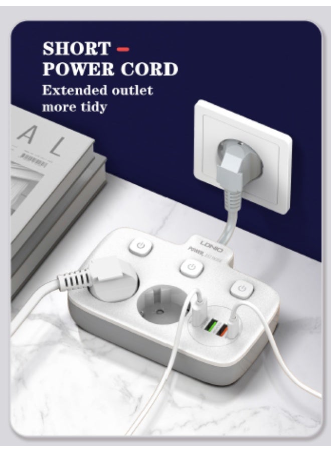 LDNIO SE2435 Portable Electrical Extension Socket with 2 EU AC Outlets 20W PD Fast Charging USB Power Strip Cube High-Quality Build - Image 4