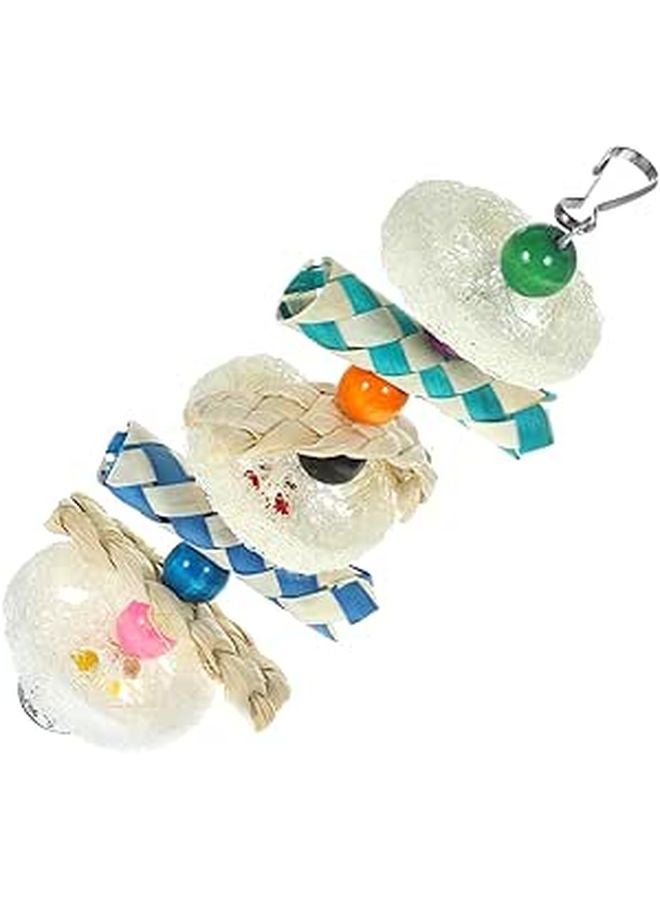 Natural Corn Leaf Loofah Woven Chewing Tube for Large Pet Birds Cage Teething Toy Random Color - Image 1