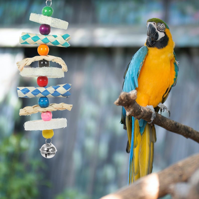 Natural Corn Leaf Loofah Woven Chewing Tube for Large Pet Birds Cage Teething Toy Random Color - Image 5