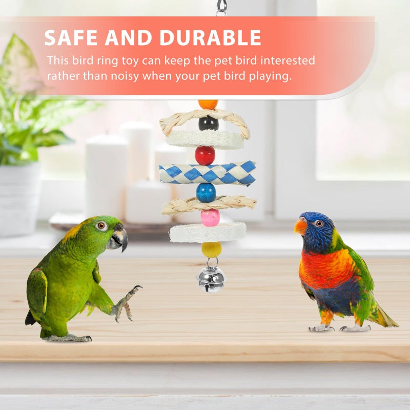 Natural Corn Leaf Loofah Woven Chewing Tube for Large Pet Birds Cage Teething Toy Random Color - Image 4