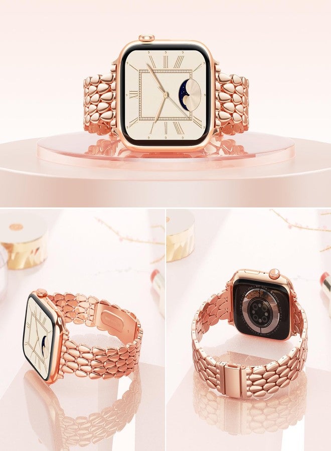 VISOOM Slim Gold Iwatch Bands Compatible With Apple Watch Bands 38/40/41/42mm Women - Thin Metal Dressy Luxury Cute Designer Apple Watch Series 11 10 Se 9 8 7 6 5 4 3 2 1 Bracelet Bands for Women - Image 2