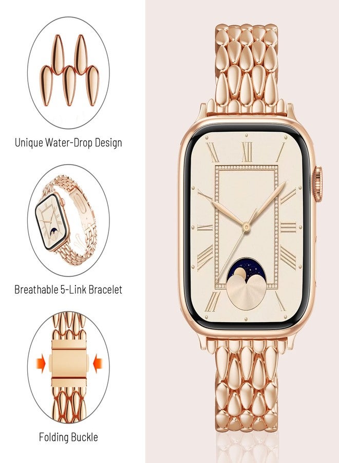 VISOOM Slim Gold Iwatch Bands Compatible With Apple Watch Bands 38/40/41/42mm Women - Thin Metal Dressy Luxury Cute Designer Apple Watch Series 11 10 Se 9 8 7 6 5 4 3 2 1 Bracelet Bands for Women - Image 4