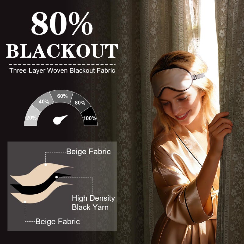 ASPMIZ Beige Blackout Curtains for Bedroom 84 inch Long, Double Layer Curtains for Living Room Light Blocking Grommet Drapes with Lace Overlay, Thermal Insulated Window Curtain Panels Set of 2, 52x84 - Image 2