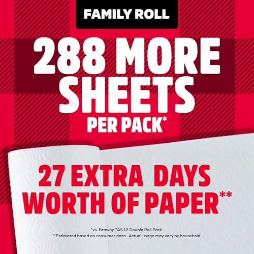 Brawny Tear-A-Square 3-Ply Paper Towels, 12 XL Family Rolls = 30 Regular Rolls, Strong, Absorbent, and Durable with 3 Sheet Sizes (Quarter, Half, Full) - Image 2