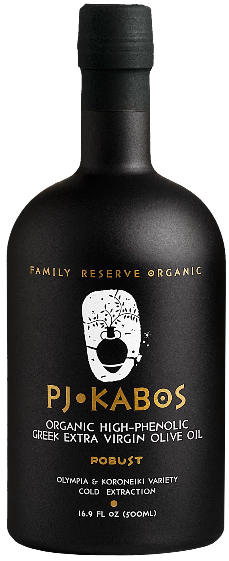 P.J. KABOS PJ KABOS 2025 Gold Award Winner, Very High Phenolic (750+ mg/kg), USDA Organic Greek Extra Virgin Olive Oil, Kosher, Greece, Cold Extracted, 16.9oz Bottle, Family Reserve Organic - Robust - Image 1
