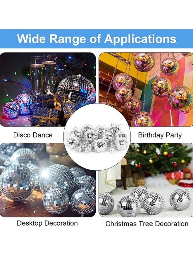 9 قطع كرات ديسكو فضية لامعة معلقة كرات ديسكو 3 سم 5 سم 6 سم كرات مرآة فضية لامعة عاكسة تستخدم لتزيين الحفلات وتأثيرات الإضاءة وتزيين المنزل ودعائم المسرح والعطلات وحفلات الزفاف - Image 3