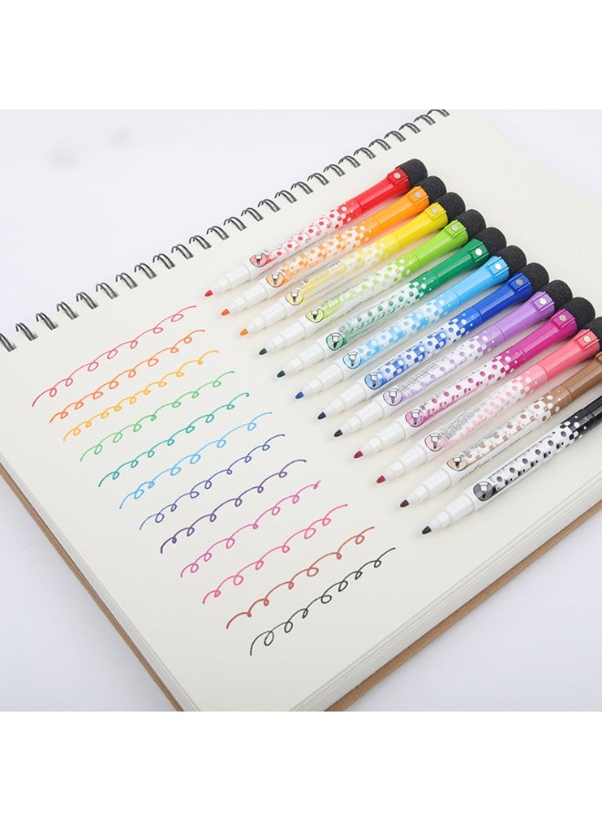 مجموعة من 12 قلم تحديد ملون مغناطيسي قابل للمسح الجاف برأس دقيق للسبورة البيضاء، أقلام تحديد ناعمة عديمة الرائحة مع ممحاة، أقلام تحديد ملونة للسبورة البيضاء، قلم تحديد قابل للمسح الجاف للأطفال في المكتب والمدرسة - Image 3