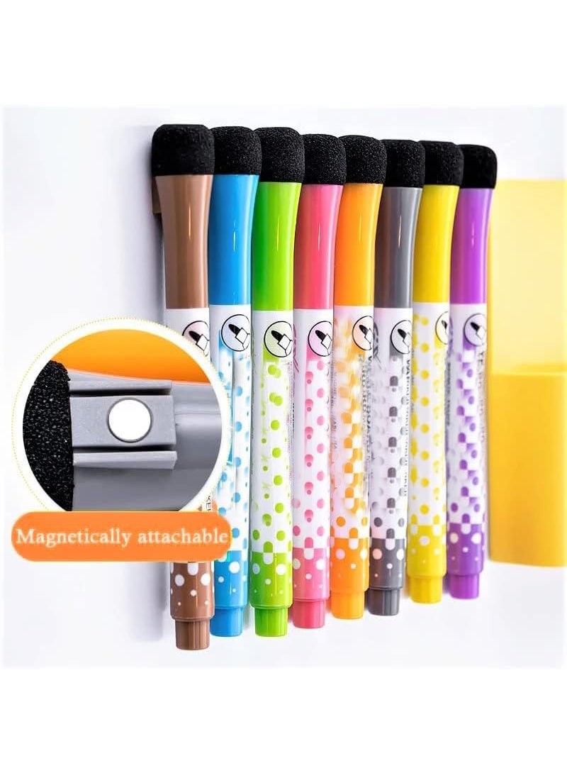 مجموعة من 12 قلم تحديد ملون مغناطيسي قابل للمسح الجاف برأس دقيق للسبورة البيضاء، أقلام تحديد ناعمة عديمة الرائحة مع ممحاة، أقلام تحديد ملونة للسبورة البيضاء، قلم تحديد قابل للمسح الجاف للأطفال في المكتب والمدرسة - Image 5