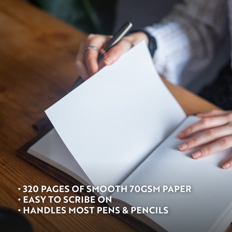 moonster Blank Journal Notebook Paper - A5 Journal Refill - for Refillable Leather Journal - Premium Milled Inserts Blank Sketch Book, Unlined Notepad 8.25 x 5.8 Inch, with 320 Pages 70gsm & Bookmark - Image 2