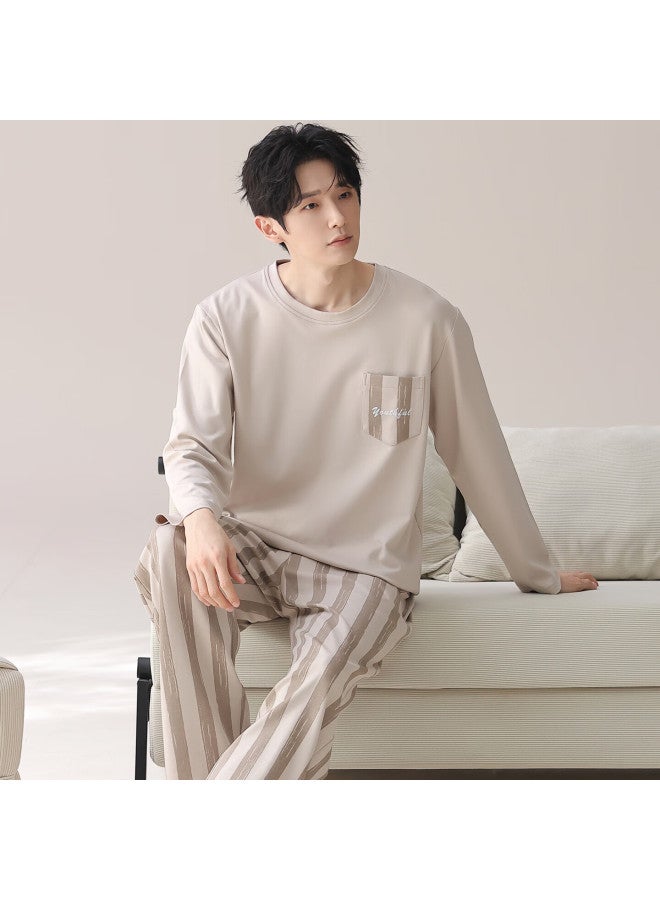 Your Sun Yiershuang New Pure Cotton Men's Pajamas Autumn Winter Long Sleeve Long Pants Casual 100% Cotton Homewear Set - Image 2
