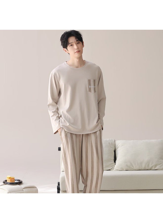 Your Sun Yiershuang New Pure Cotton Men's Pajamas Autumn Winter Long Sleeve Long Pants Casual 100% Cotton Homewear Set - Image 4