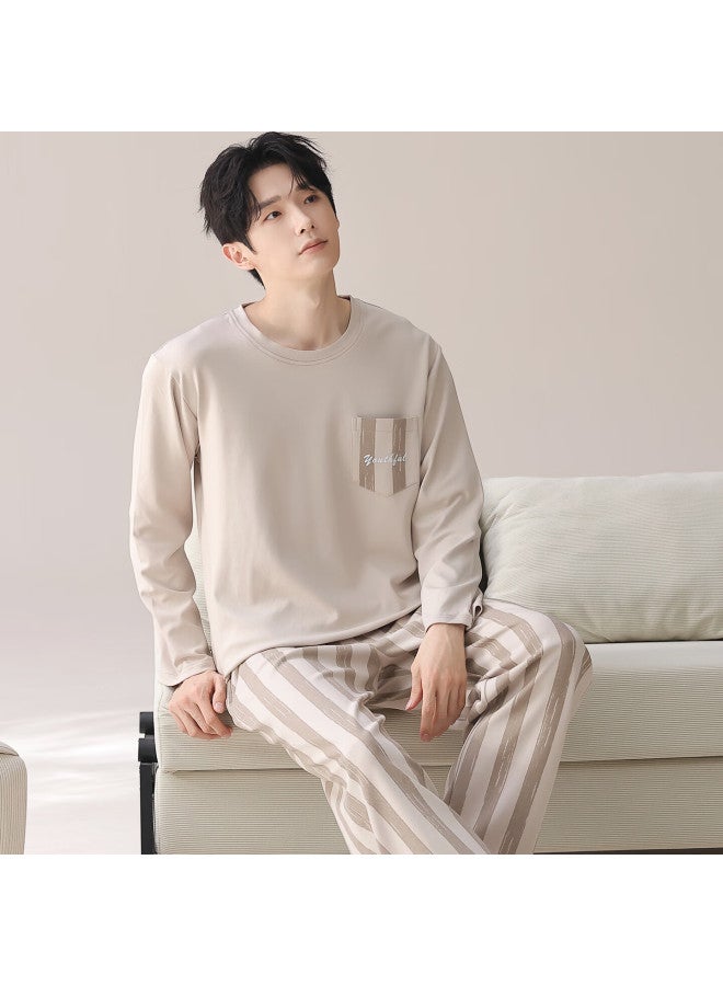Your Sun Yiershuang New Pure Cotton Men's Pajamas Autumn Winter Long Sleeve Long Pants Casual 100% Cotton Homewear Set - Image 3