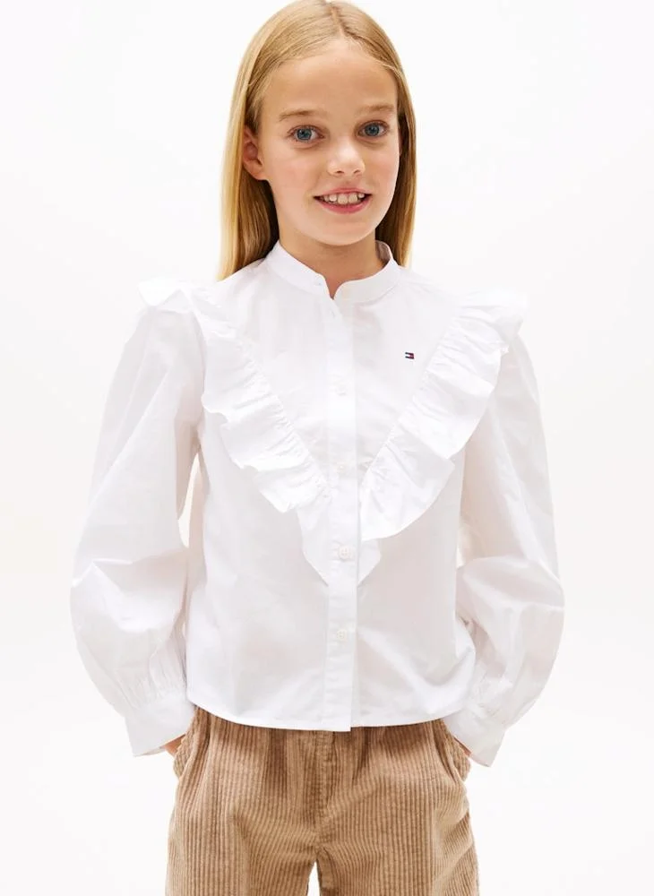 تومي هيلفيغر قميص شبابي بتفاصيل كشكش على الأمام