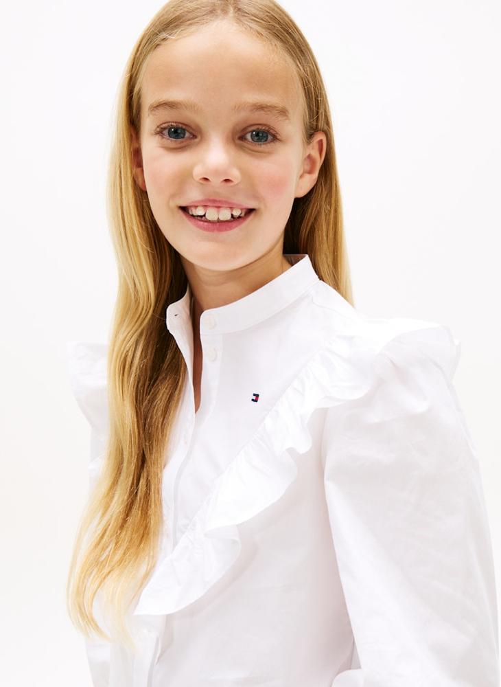 TOMMY HILFIGER Youth Ruffle trim detail on front Shirt - Image 3