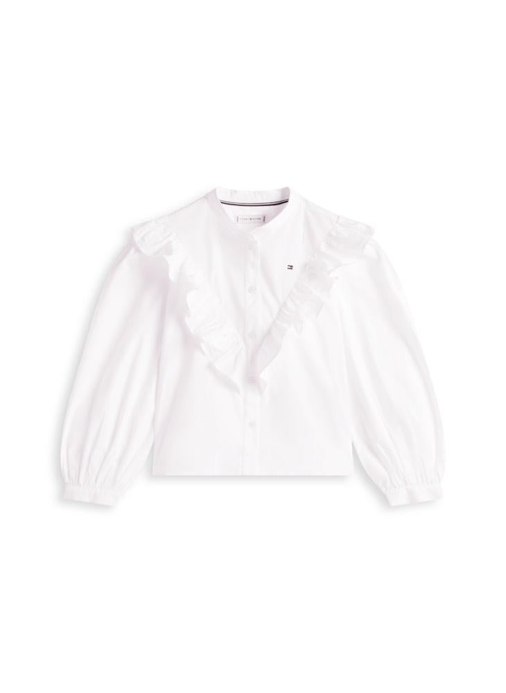 TOMMY HILFIGER Youth Ruffle trim detail on front Shirt - Image 5