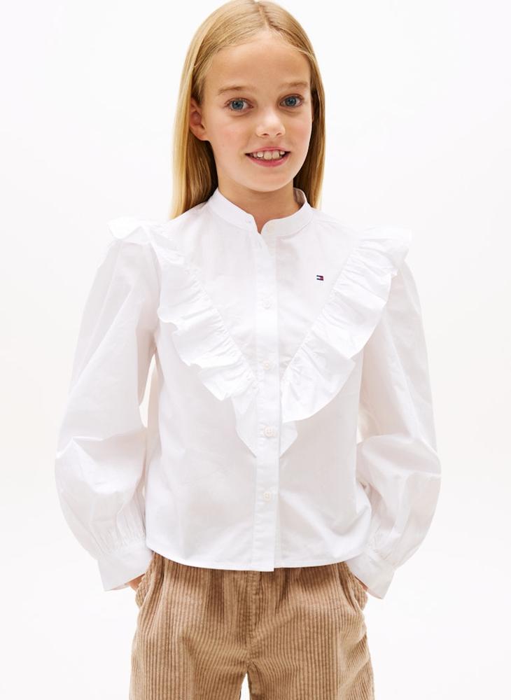 TOMMY HILFIGER Youth Ruffle trim detail on front Shirt - Image 1