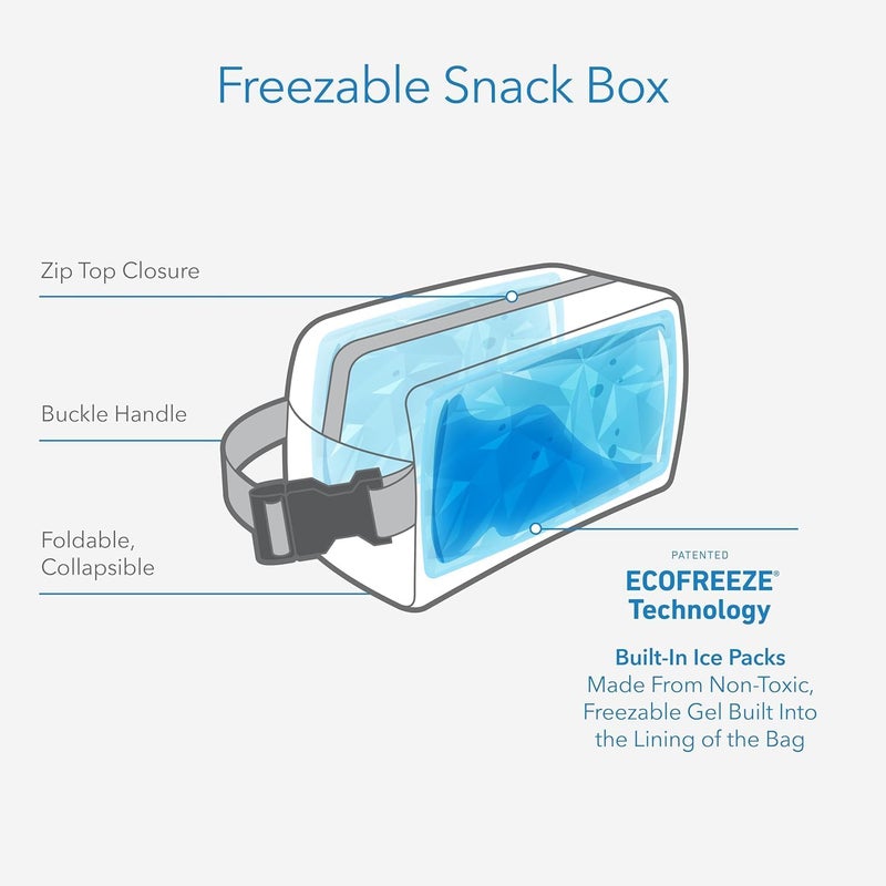 Pac-Kit ® Freezable Snack Box, Blue Sky, Built with ECOFREEZE® Technology, Collapsible, Reusable, Zip Closure with Buckle Handle, Designed For Work Snacks, Fresh Snacks On the Go, Adults, and All Ages - Image 2