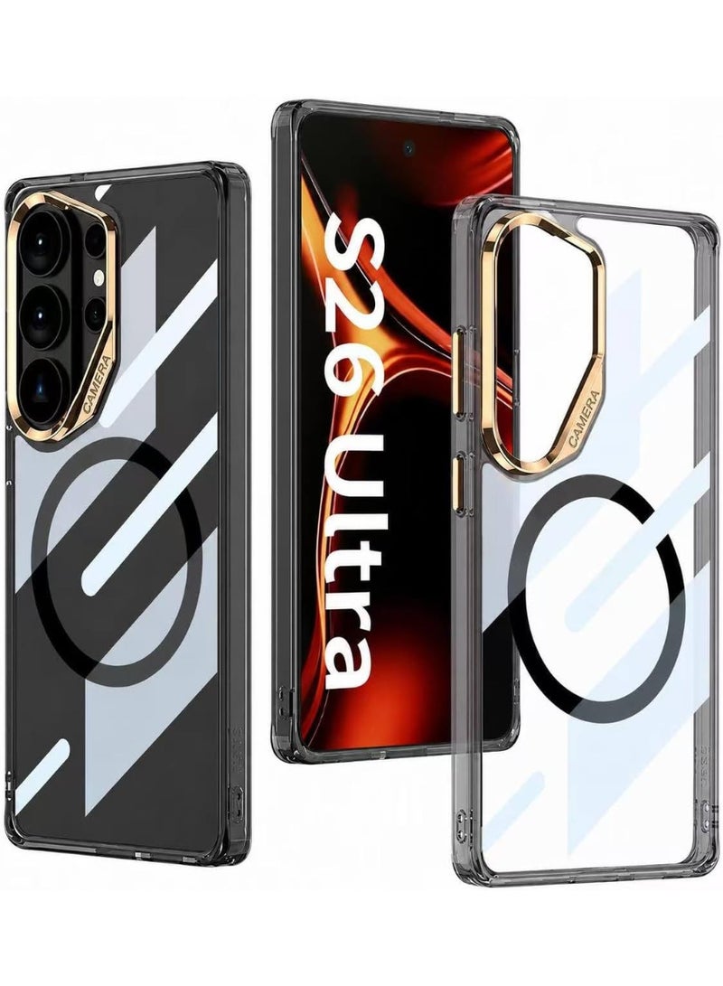 GKK Case for Samsung Galaxy S26 Ultra Magnetic Back Cover Compatible with MagSafe full Camera Protection Luxury Cover، Transparent Black - Image 1