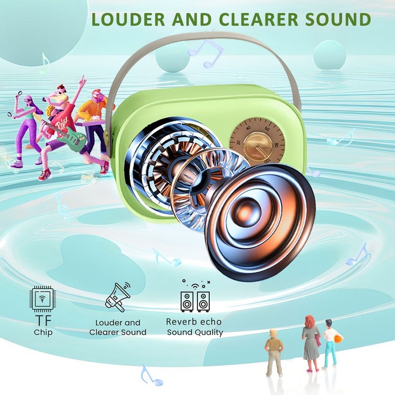 مكبر صوت محمول من طراز Green C30 Pro مع مايكروفون لاسلكي وإضاءة LED، يعمل بالبلوتوث وقابل لإعادة الشحن عبر USB، يدعم تغيير الصوت وبطاقة TF، مناسب لحفلات أعياد الميلاد والترفيه العائلي. - Image 3